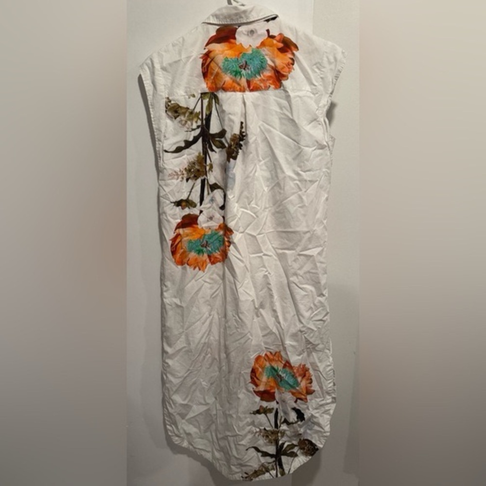 Maeve x Anthropologie Midi Shirt Dress sleeveless cap cotton Floral buttons USS - Picture 4 of 6